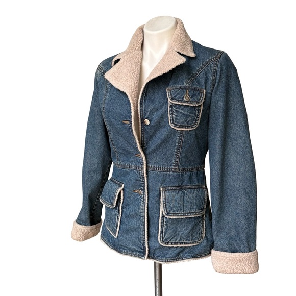 CoffeeShop Denim Jacket, Faux Fur Lining, Sz S - Picture 3 of 12